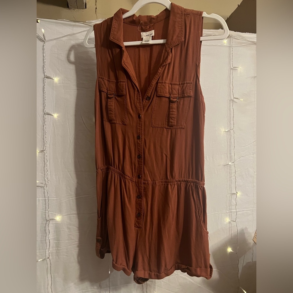 Rust Sleeveless Button-Down Dress